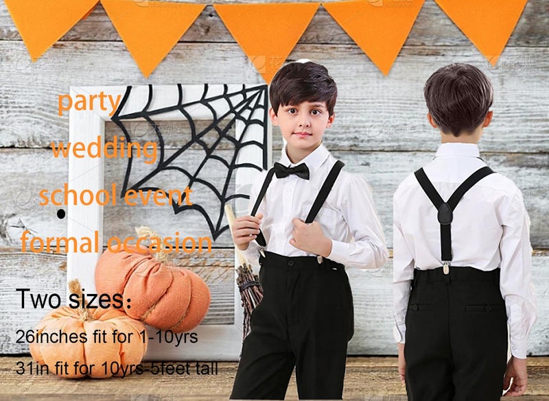 Hanerdun Kids Suspender Bowtie Sets Adjustable Suspender With Bow Ties Gift Idea For Boys And Girls,Dark Red,One Size - Image 2